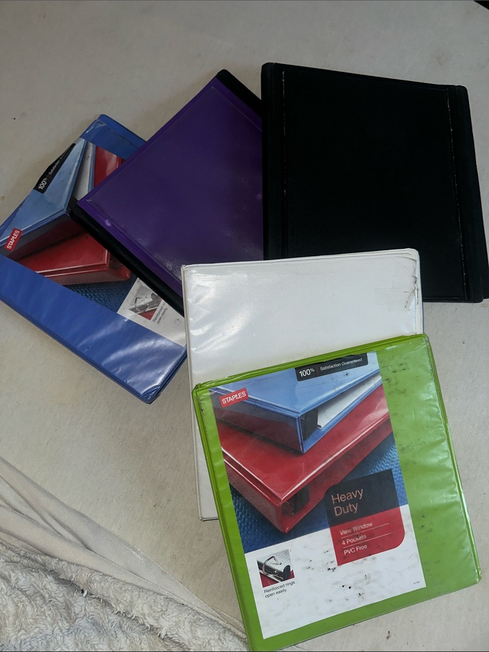 Staple Heavy Duty 3-Ring Binder Covers in Green, White, Black, Purple, Blue